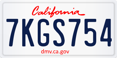 CA license plate 7KGS754
