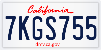 CA license plate 7KGS755