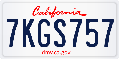 CA license plate 7KGS757