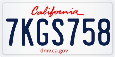 CA license plate 7KGS758