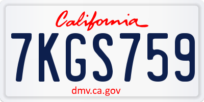 CA license plate 7KGS759