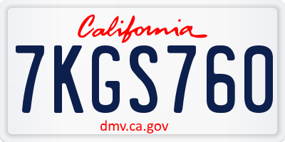 CA license plate 7KGS760