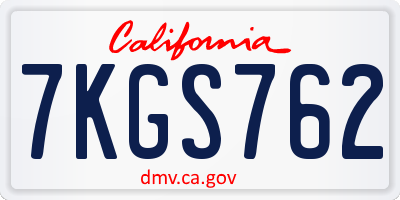 CA license plate 7KGS762