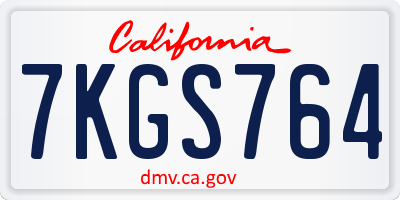 CA license plate 7KGS764