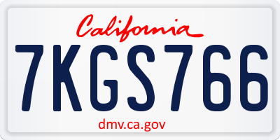 CA license plate 7KGS766