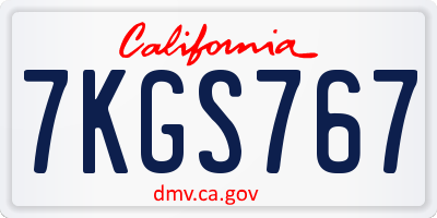 CA license plate 7KGS767