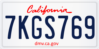 CA license plate 7KGS769