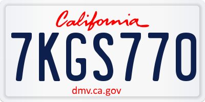CA license plate 7KGS770