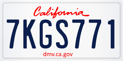 CA license plate 7KGS771