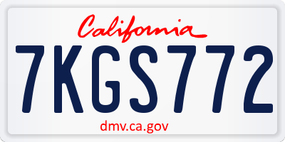 CA license plate 7KGS772