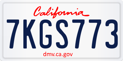 CA license plate 7KGS773