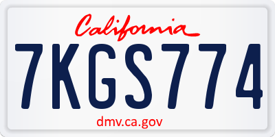 CA license plate 7KGS774