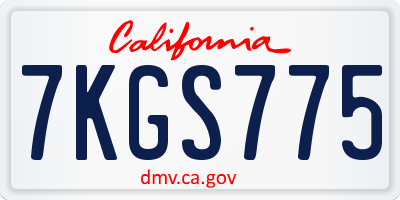 CA license plate 7KGS775