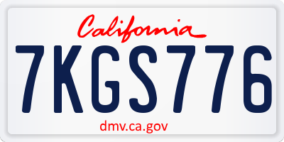 CA license plate 7KGS776