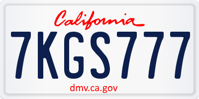 CA license plate 7KGS777