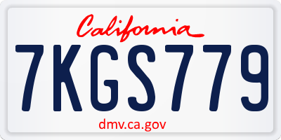 CA license plate 7KGS779