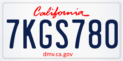 CA license plate 7KGS780