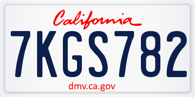 CA license plate 7KGS782