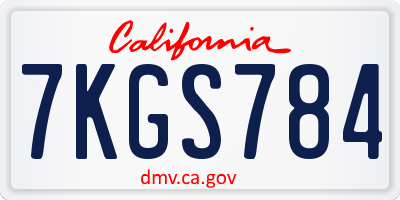 CA license plate 7KGS784