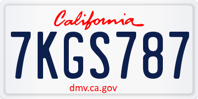 CA license plate 7KGS787