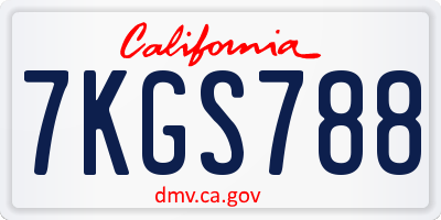 CA license plate 7KGS788
