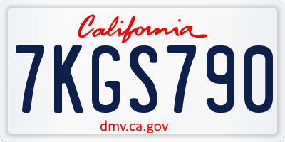CA license plate 7KGS790