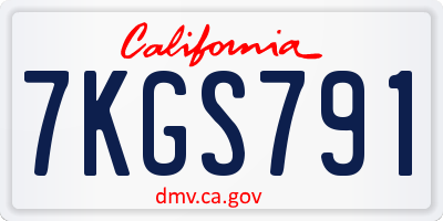 CA license plate 7KGS791