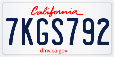 CA license plate 7KGS792