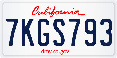 CA license plate 7KGS793