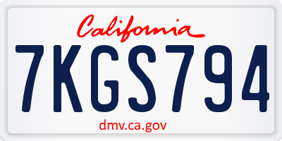 CA license plate 7KGS794
