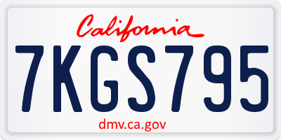 CA license plate 7KGS795