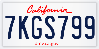 CA license plate 7KGS799