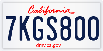 CA license plate 7KGS800