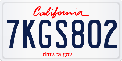 CA license plate 7KGS802