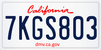 CA license plate 7KGS803