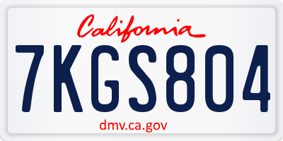 CA license plate 7KGS804