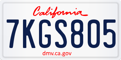 CA license plate 7KGS805