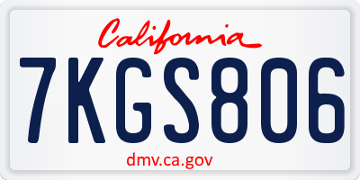 CA license plate 7KGS806
