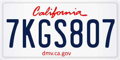 CA license plate 7KGS807