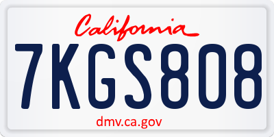 CA license plate 7KGS808
