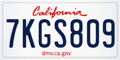 CA license plate 7KGS809