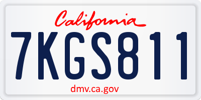 CA license plate 7KGS811