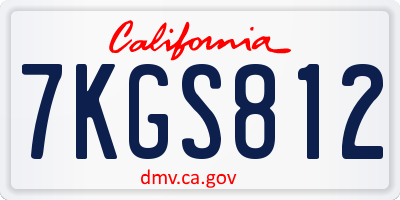 CA license plate 7KGS812