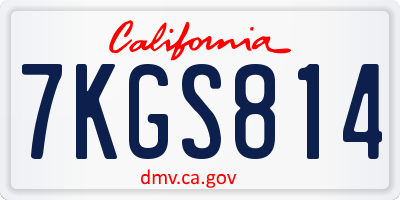 CA license plate 7KGS814