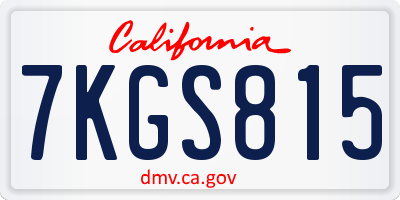 CA license plate 7KGS815
