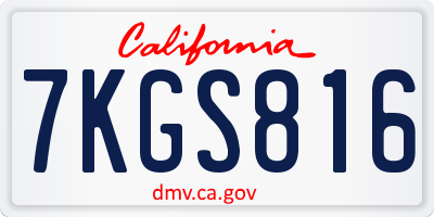 CA license plate 7KGS816