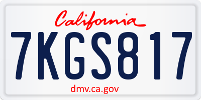 CA license plate 7KGS817