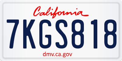 CA license plate 7KGS818