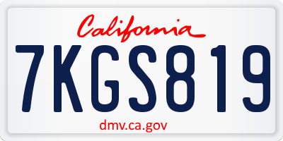 CA license plate 7KGS819