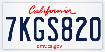 CA license plate 7KGS820